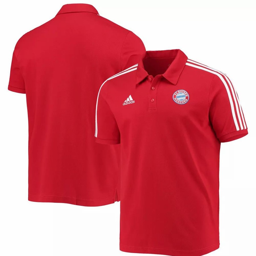 Best * Men'S Adidas Red Bayern Munich 3 Stripes Primegreen Polo