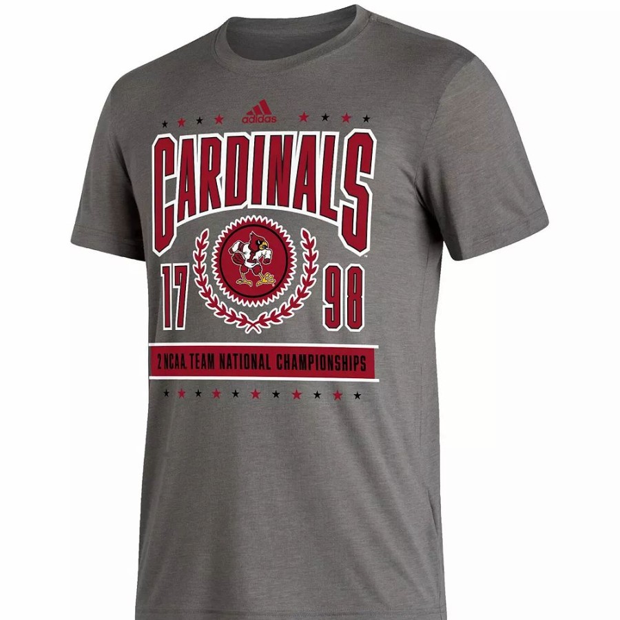 Clearance * Men'S Adidas Heathered Charcoal Louisville Cardinals 2 Ncaa Team National Championships Reminisce T-Shirt