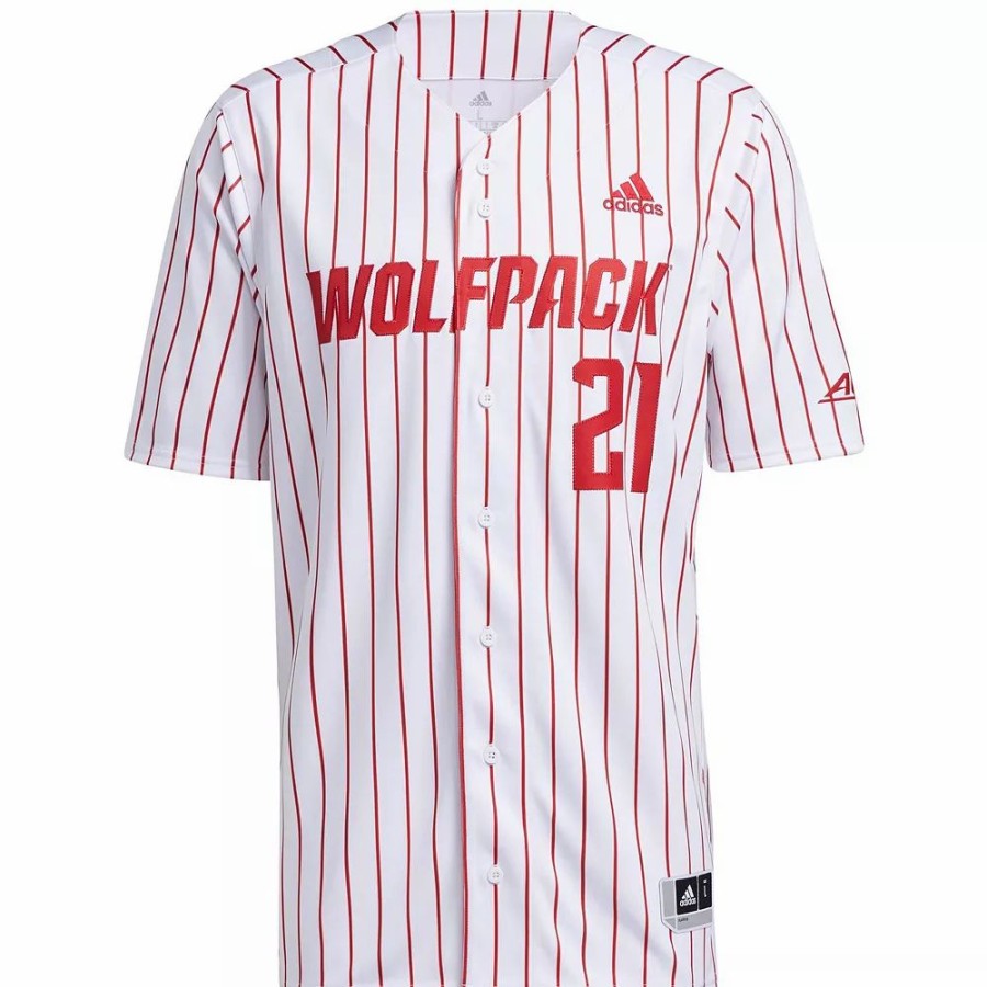 New * Men'S Adidas White Nc State Wolfpack Replica Baseball Jersey