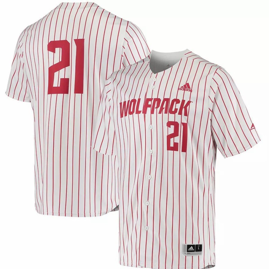 New * Men'S Adidas White Nc State Wolfpack Replica Baseball Jersey