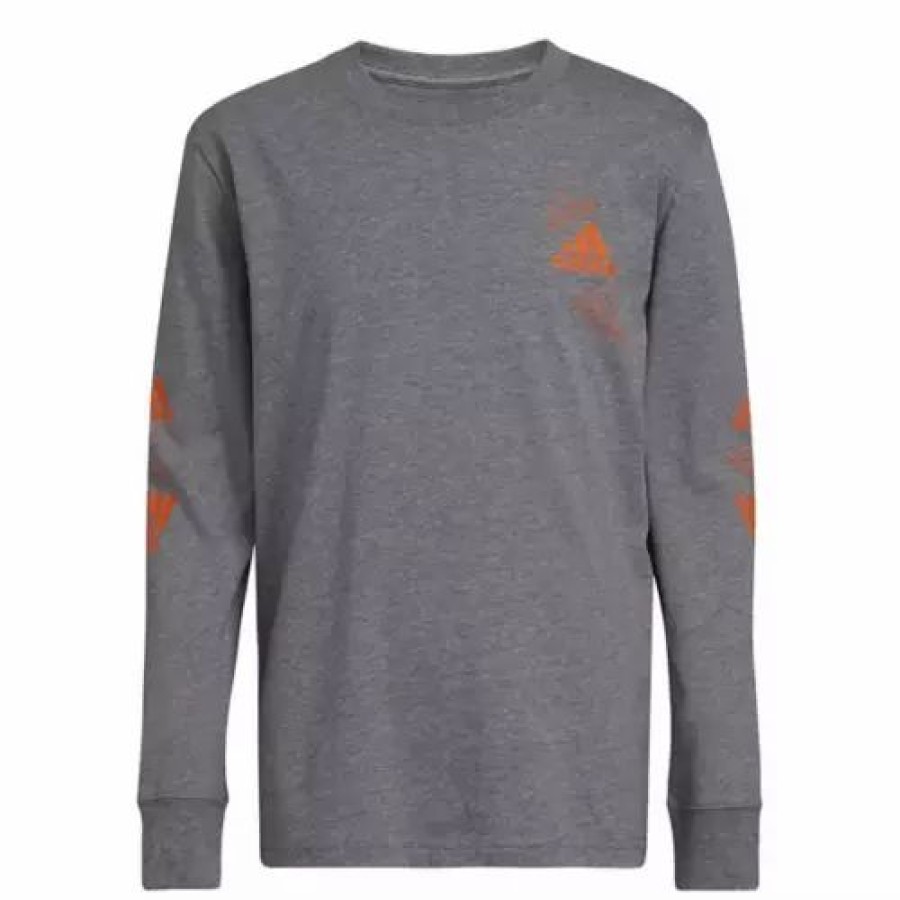 Hot * Boys' Adidas Falling Badge Of Sport T-Shirt Charcoal Grey Heather