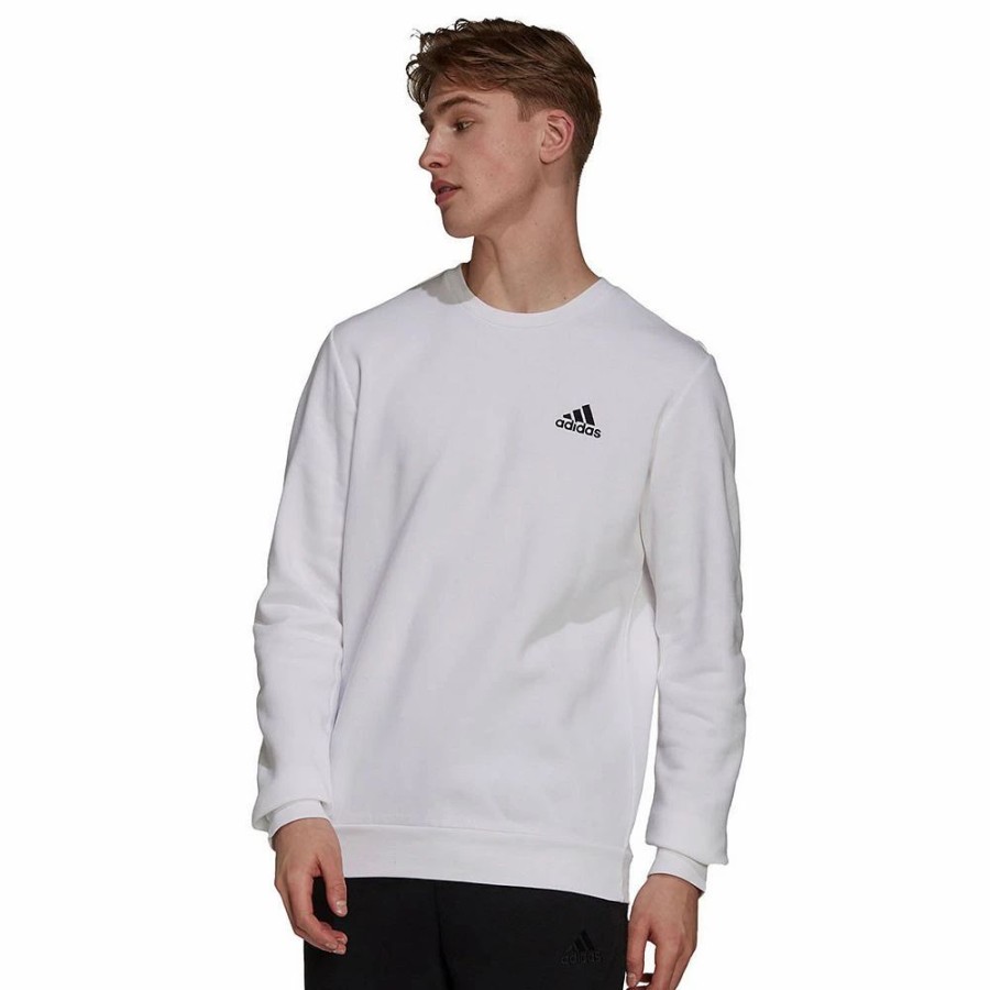 Clearance * Big & Tall Adidas Feel Cozy Fleece Sweatshirt White Black