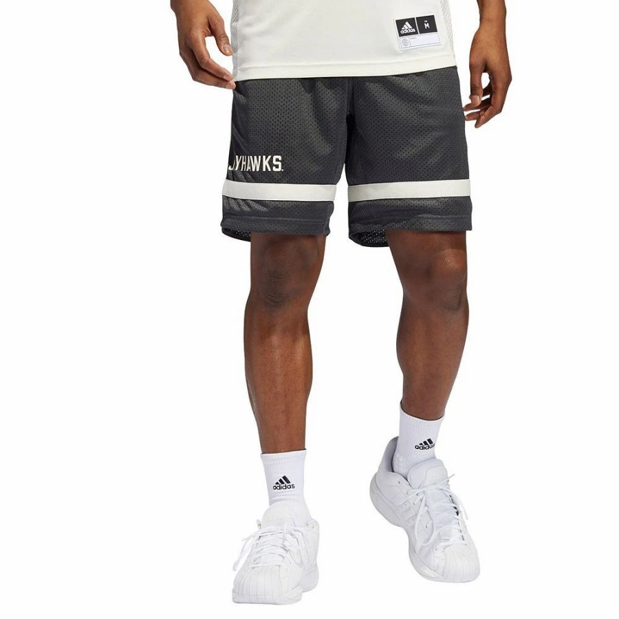 Clearance * Men'S Adidas Charcoal Kansas Jayhawks Reverse Retro Basketball Shorts