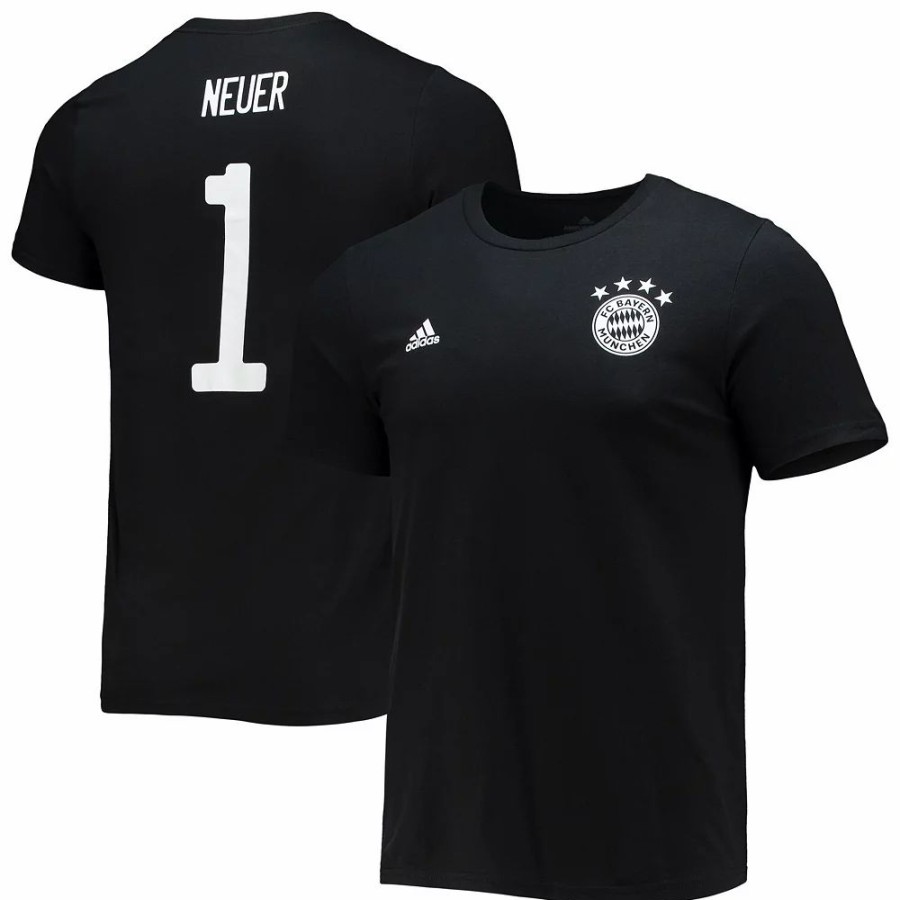 New * Men'S Adidas Manuel Neuer Black Bayern Munich Amplifier Name & Number T-Shirt