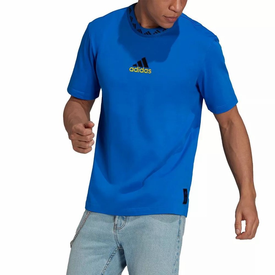 New * Men'S Adidas Blue Manchester United Icons Aeroready T-Shirt