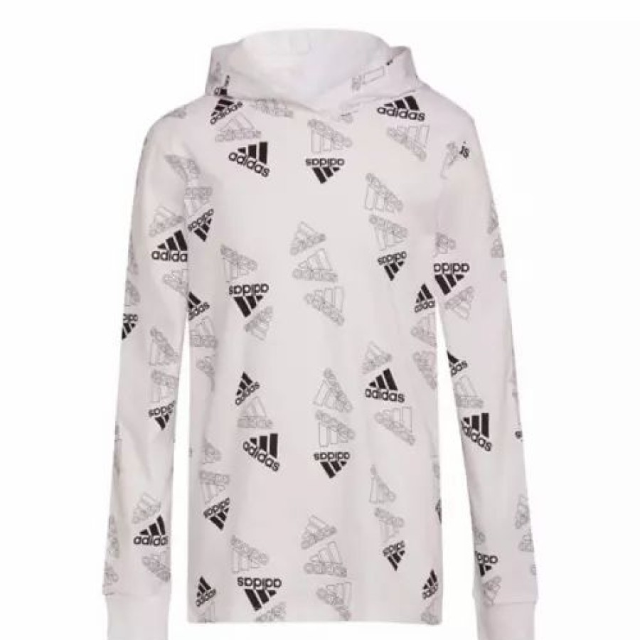 New * Boys' Adidas Tubing Badge Of Sport Hooded T-Shirt