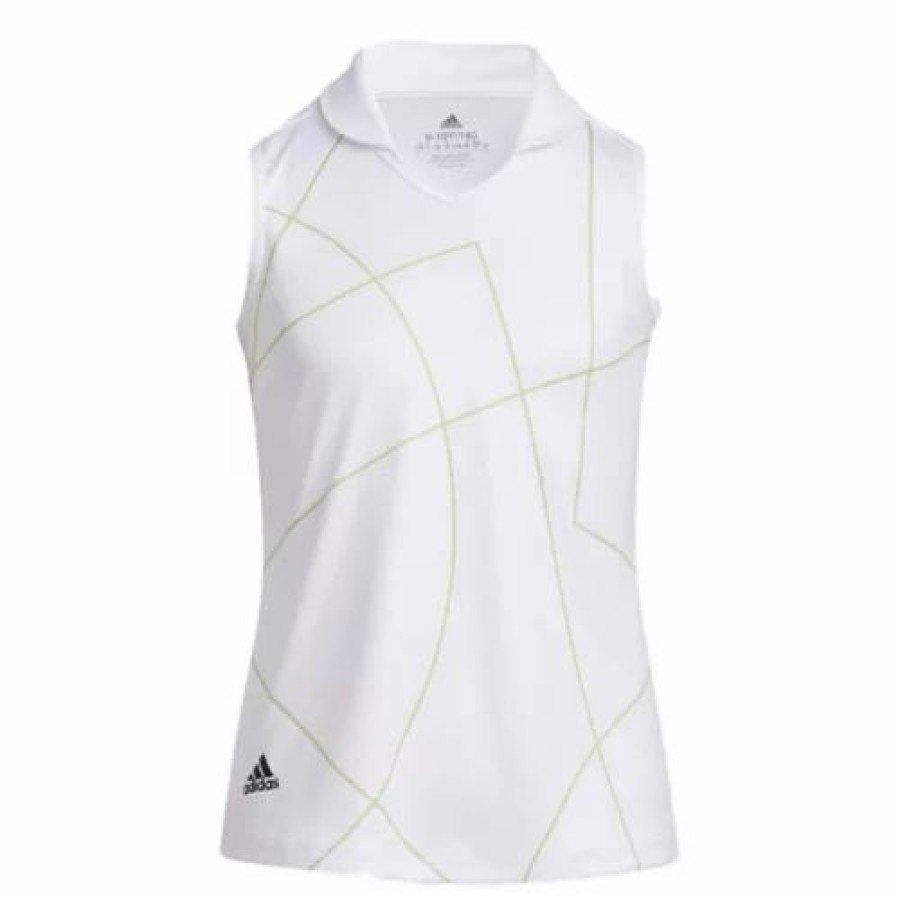 New * Girls' Adidas Sleeveless Golf Polo Pulse Lime/White