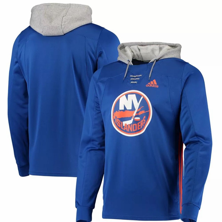 Best * Men'S Adidas Royal New York Islanders Skate Lace Aeroready Pullover Hoodie