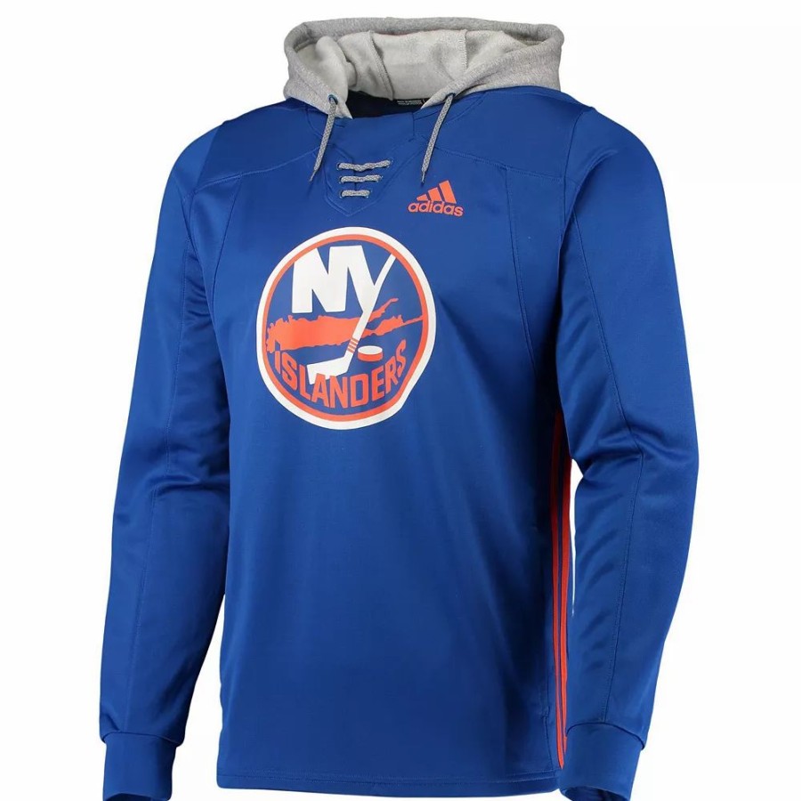 Best * Men'S Adidas Royal New York Islanders Skate Lace Aeroready Pullover Hoodie