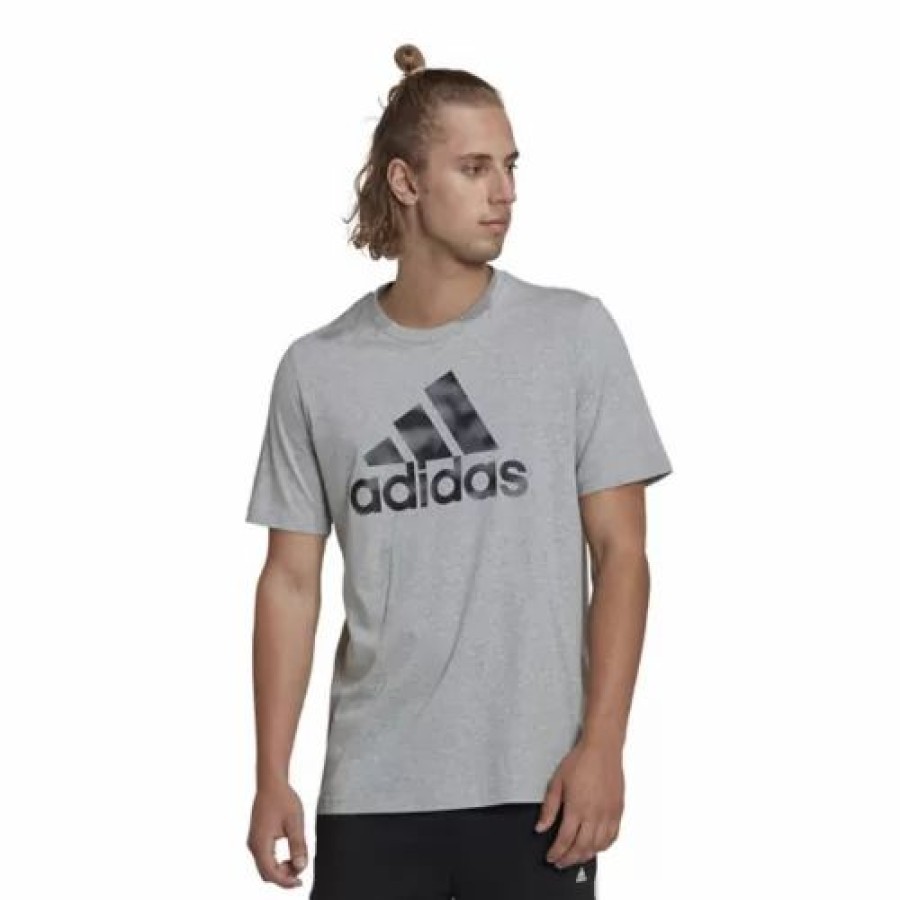 New * Men'S Adidas Essentials Camo Print T-Shirt Medium Grey Heather