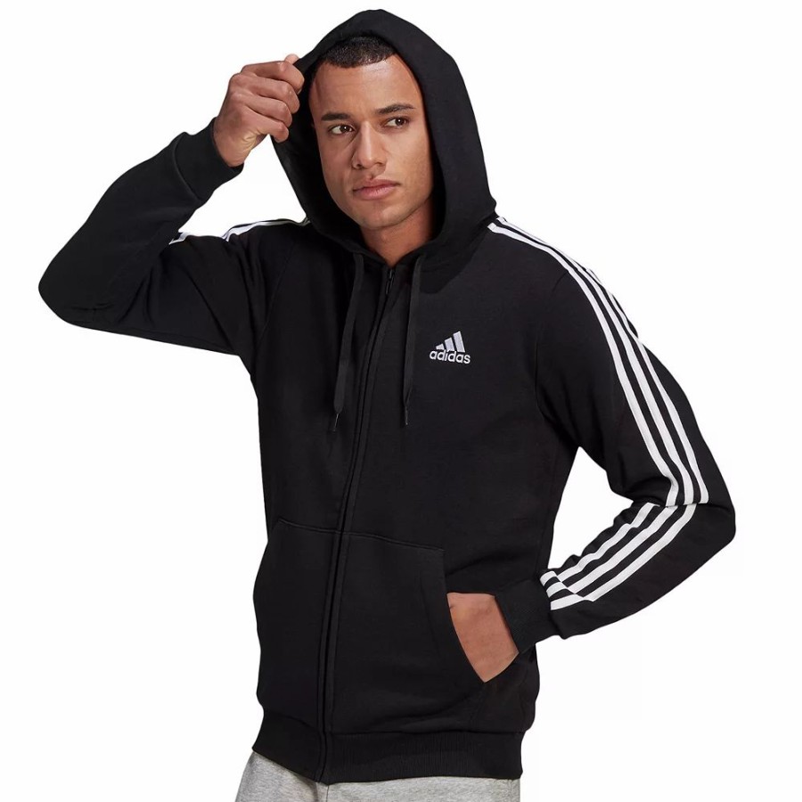 Hot * Men'S Adidas Essential Full-Zip Fleece Hoodie