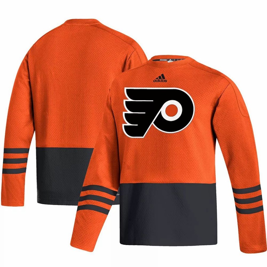 Clearance * Men'S Adidas Orange Philadelphia Flyers Logo Aeroready Pullover Sweater