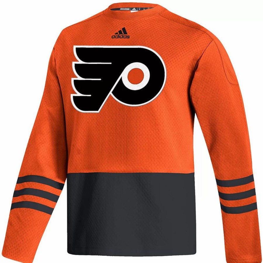 Clearance * Men'S Adidas Orange Philadelphia Flyers Logo Aeroready Pullover Sweater