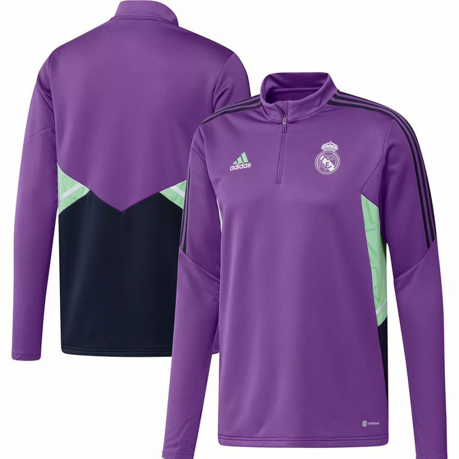 Clearance * Men'S Adidas Purple Real Madrid Training Aeroready Quarter-Zip Top