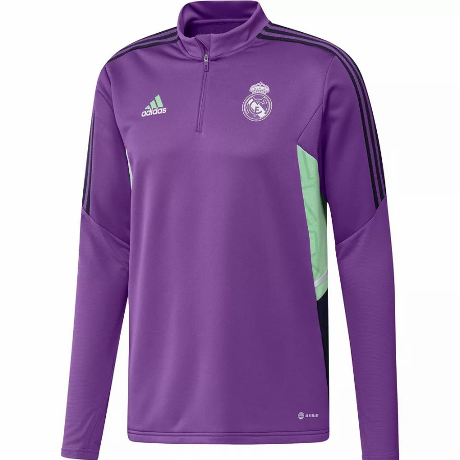 Clearance * Men'S Adidas Purple Real Madrid Training Aeroready Quarter-Zip Top