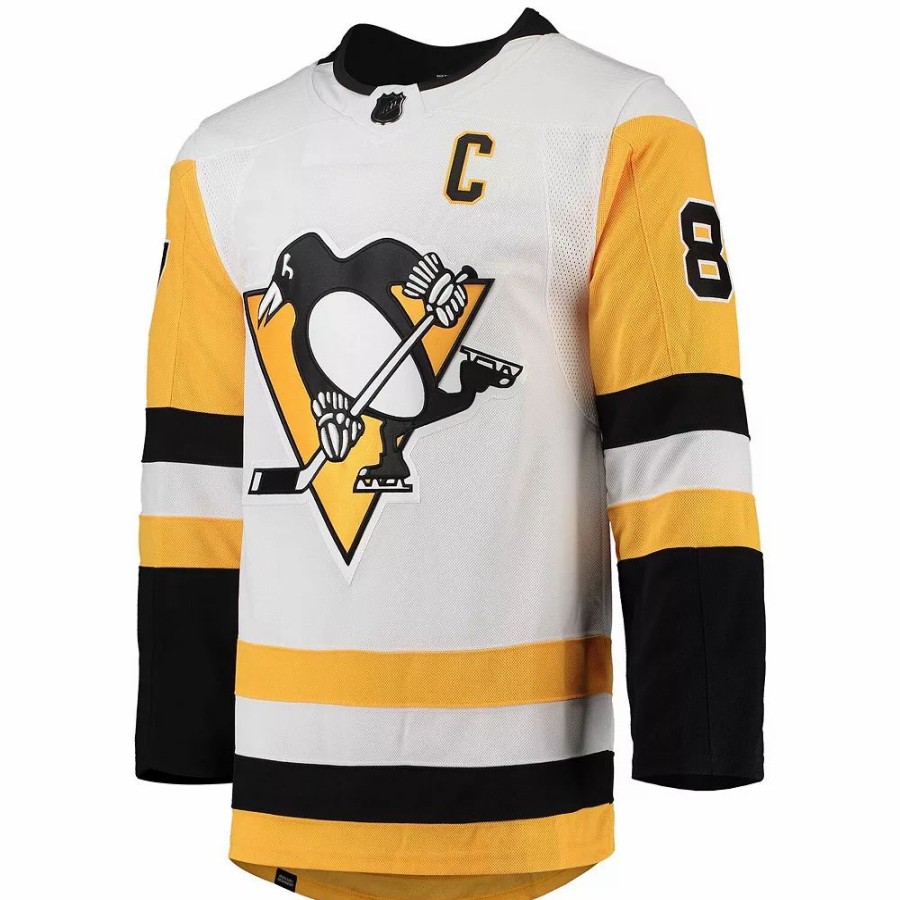 Hot * Men'S Adidas Sidney Crosby White Pittsburgh Penguins Away Captain Patch Primegreen Authentic Pro Player Jersey