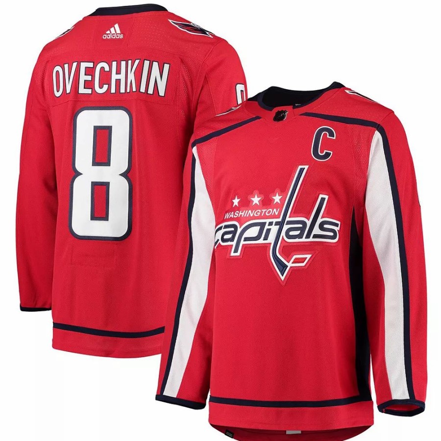 New * Men'S Adidas Alexander Ovechkin Red Washington Capitals Home Captain Patch Primegreen Authentic Pro Player Jersey