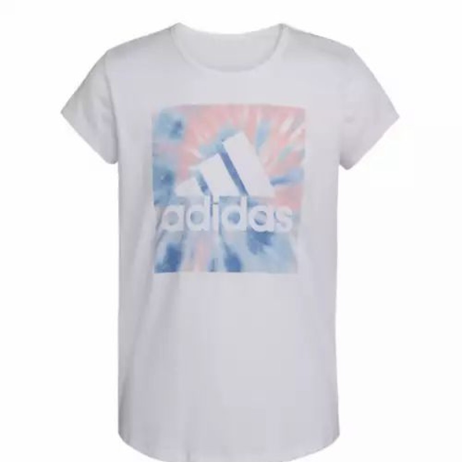 New * Toddler Girls' Adidas Scoop Logo T-Shirt White Blue