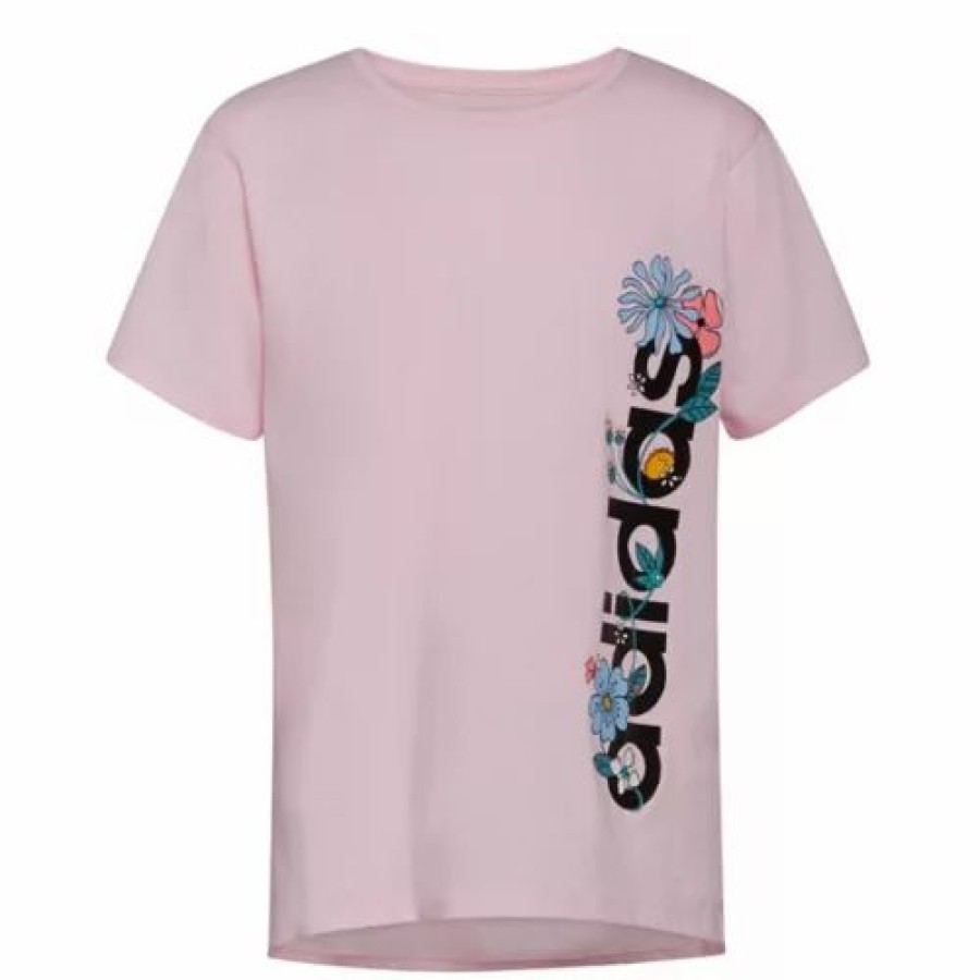 New * Toddler Girls' Adidas Long Slit T-Shirt Med Pink