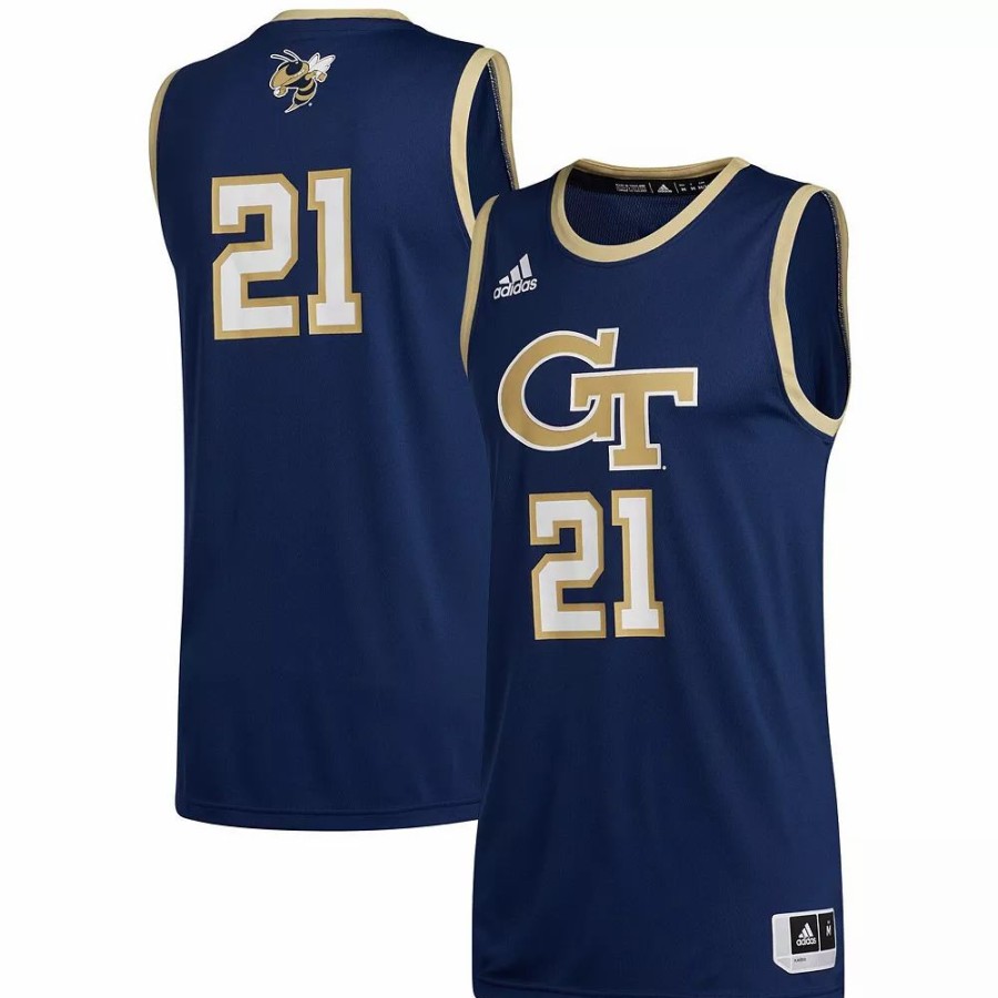 Online * Men'S Adidas #21 Navy Georgia Tech Yellow Jackets Swingman Basketball Jersey