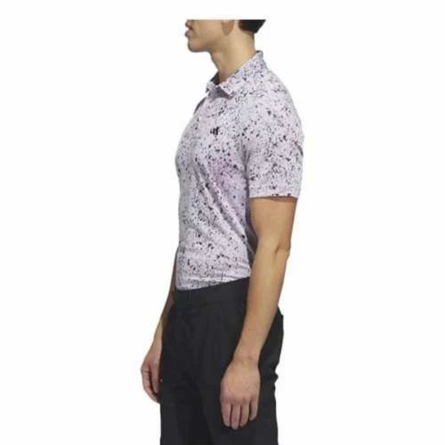 New * Men'S Adidas Jacquard Golf Polo White/Black/Fuchsia