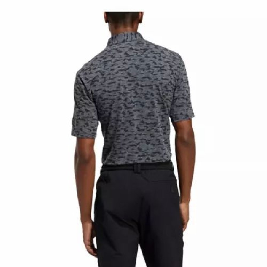 Clearance * Men'S Adidas Go To Camo Print Golf Polo Black Grey Heather Six