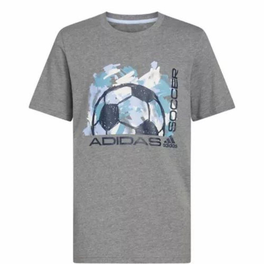 Clearance * Boys' Adidas Artsy Soccer T-Shirt Charcoal Grey Heather