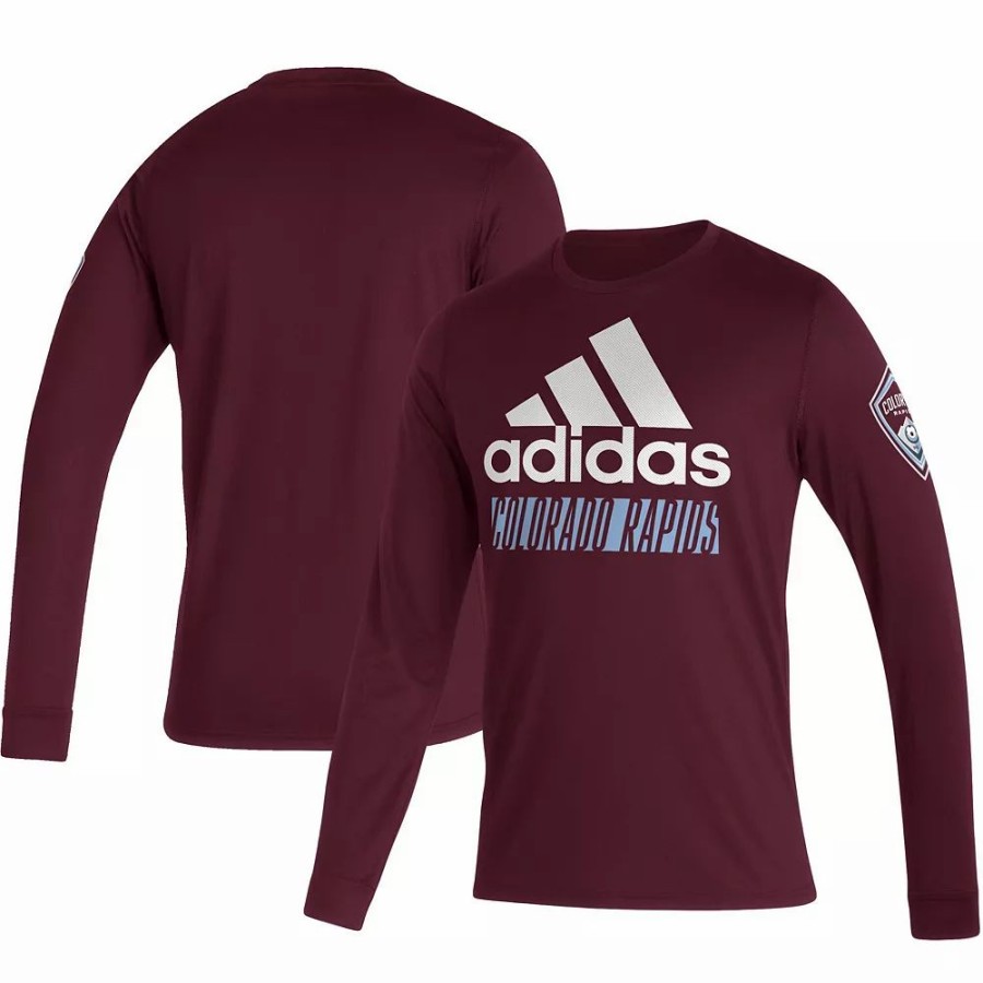 Online * Men'S Adidas Burgundy Colorado Rapids Vintage Performance Long Sleeve T-Shirt