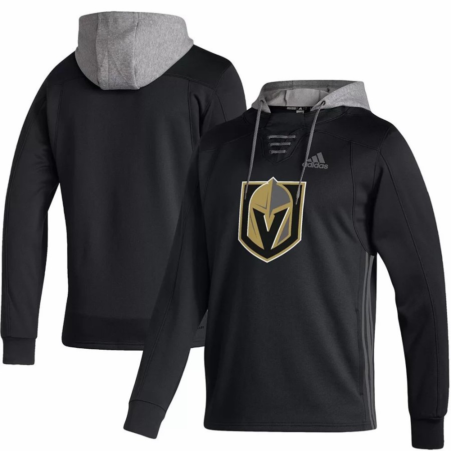 New * Men'S Adidas Black Vegas Golden Knights Skate Lace Aeroready Pullover Hoodie