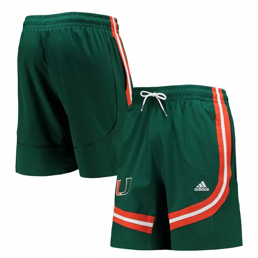 Wholesale * Men'S Adidas Green Miami Hurricanes Swingman Basketball Aeroready Shorts