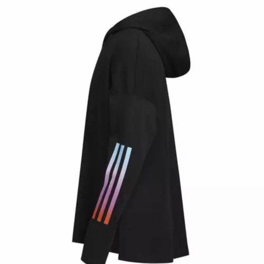 Best * Girls' Adidas Long Sleeve Curved Hem Hooded T-Shirt Black Multi