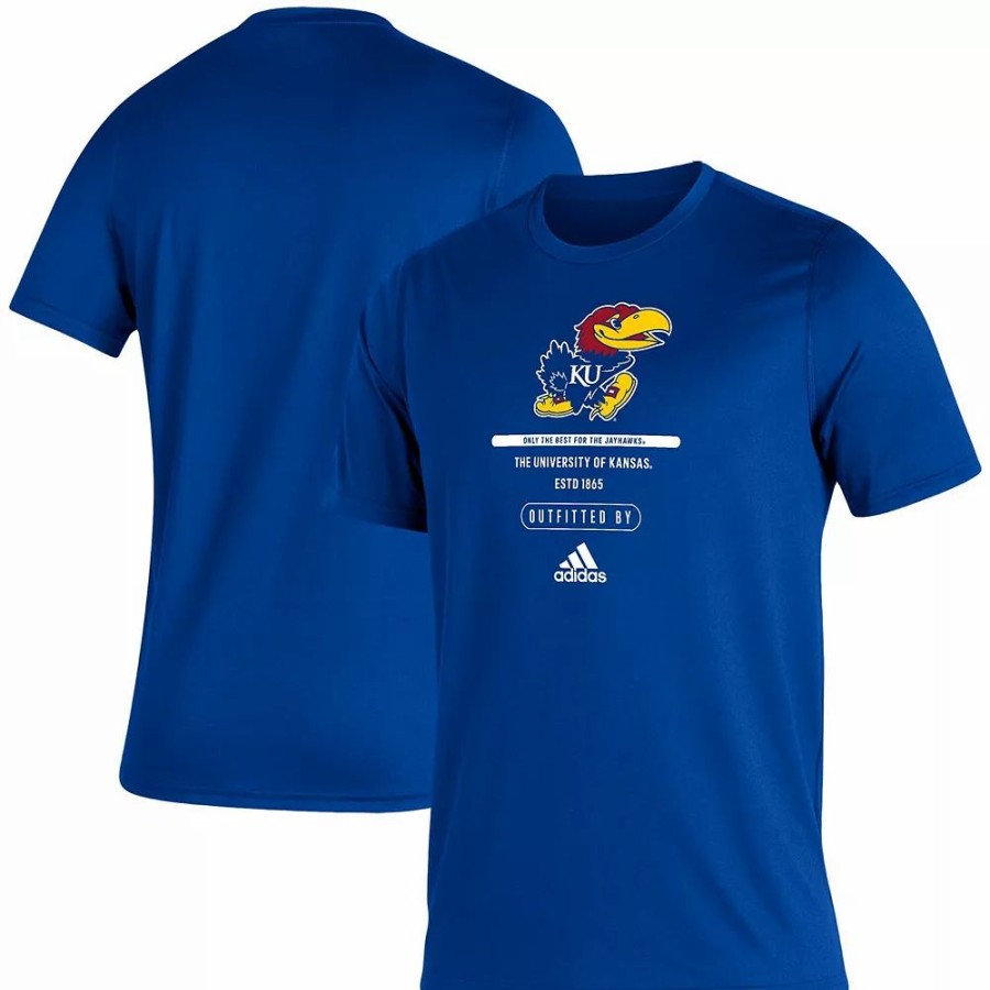 Wholesale * Men'S Adidas Royal Kansas Jayhawks Sideline Locker Tag Creator Aeroready T-Shirt