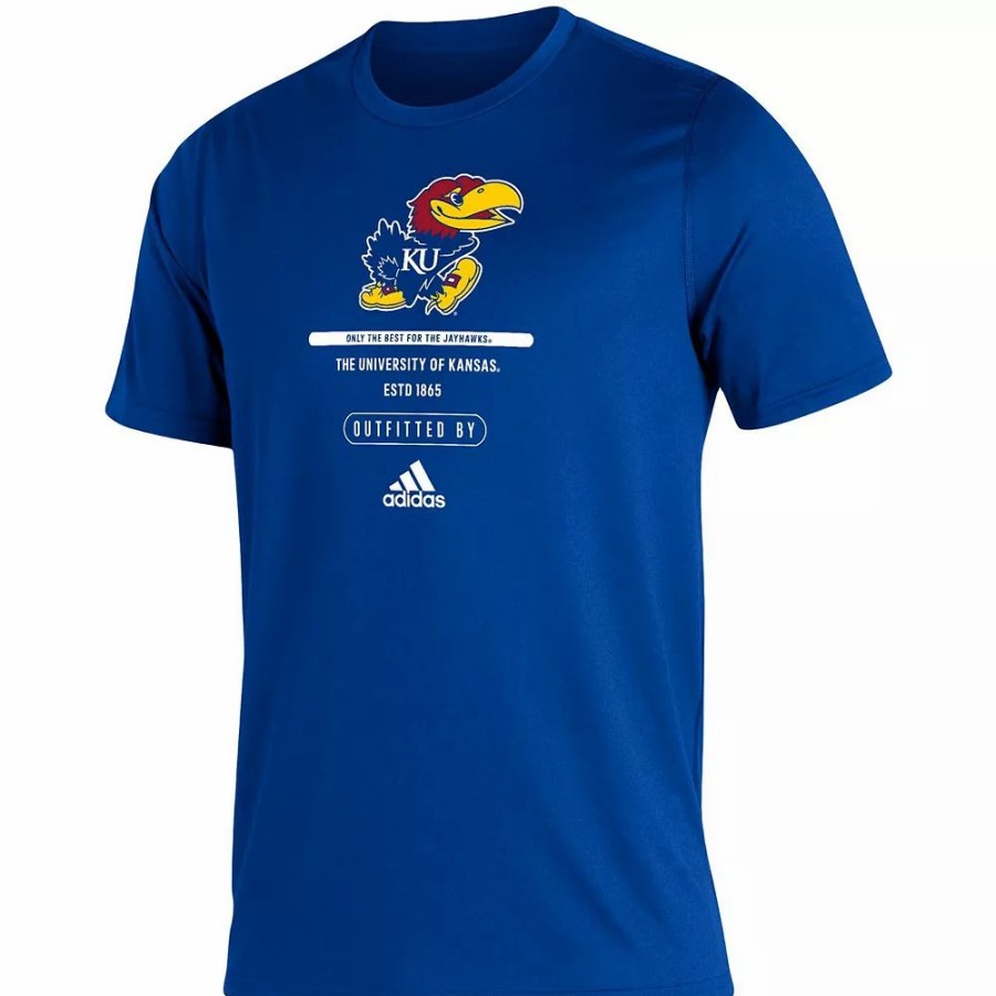 Wholesale * Men'S Adidas Royal Kansas Jayhawks Sideline Locker Tag Creator Aeroready T-Shirt