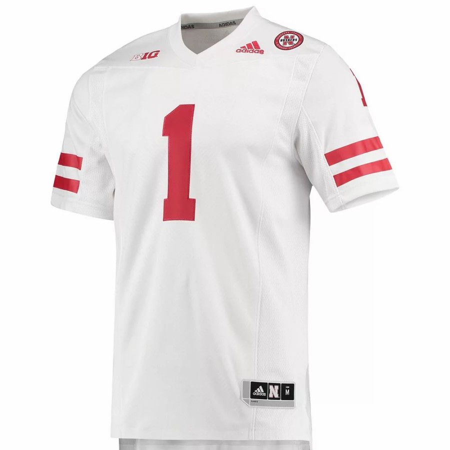 Online * Men'S Adidas #1 White Nebraska Huskers Team Premier Football Jersey