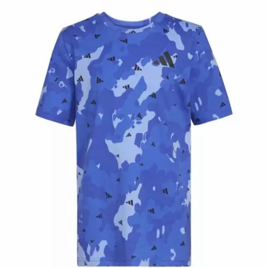 Best * Toddler Boys' Adidas Strength Camo All Over T-Shirt Blue