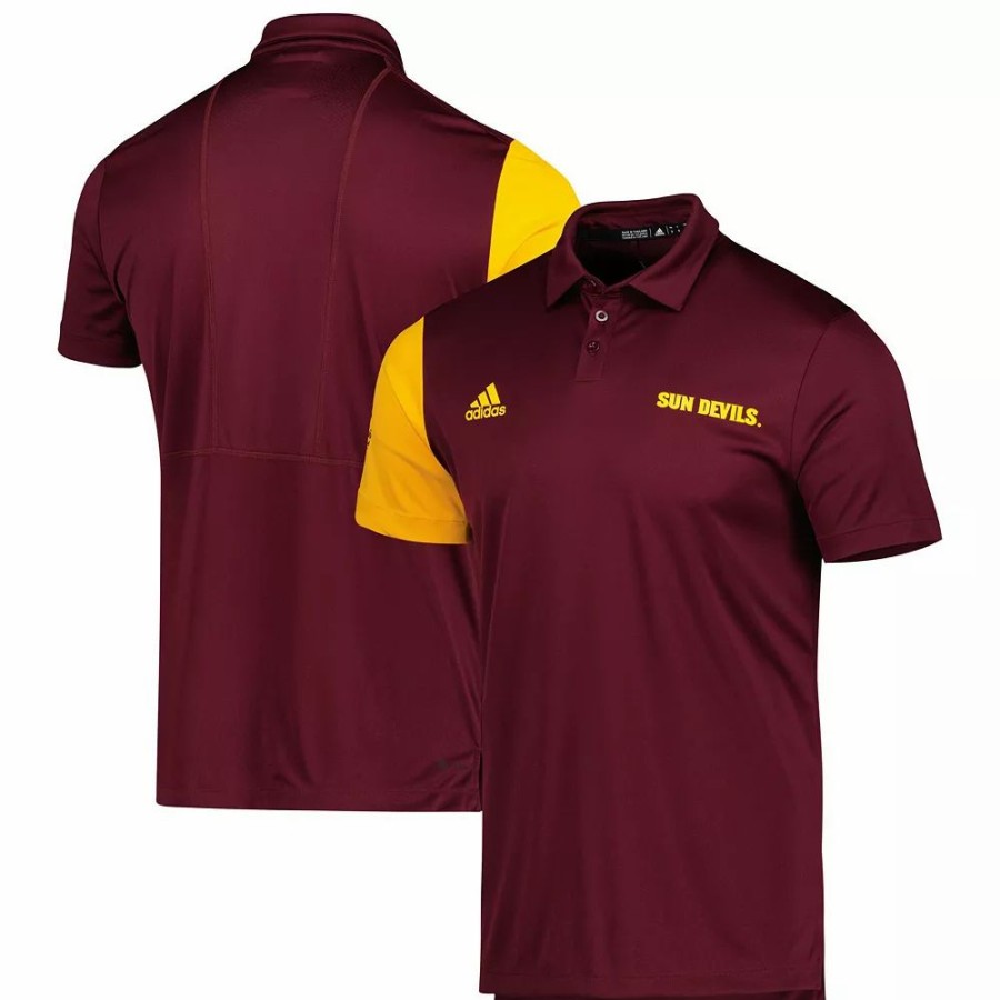 New * Men'S Adidas Maroon Arizona State Sun Devils Aeroready Polo