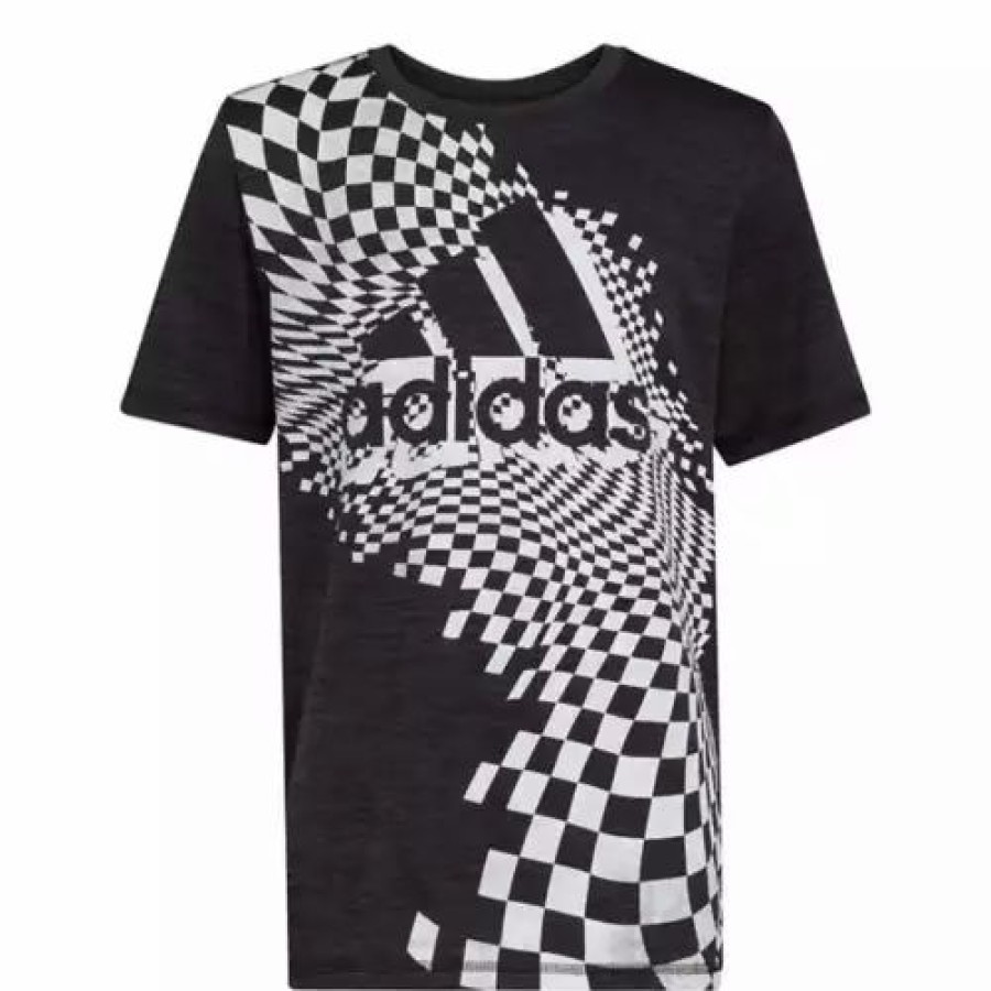 New * Boys' Adidas Aeroready Spectrum Poly Melange T-Shirt Black