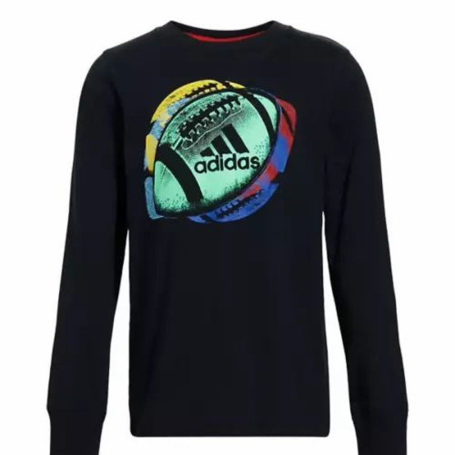 Wholesale * Boys' Adidas Football Long Sleeve T-Shirt Black