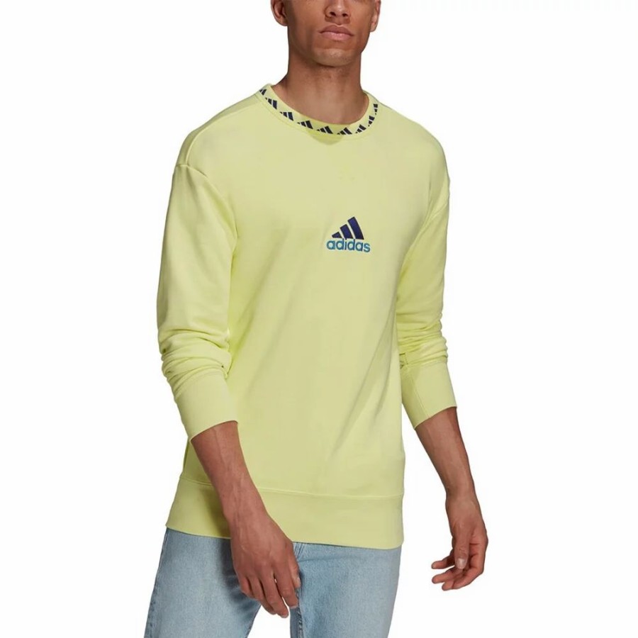 New * Men'S Adidas Yellow Juventus Icon Pullover Sweatshirt